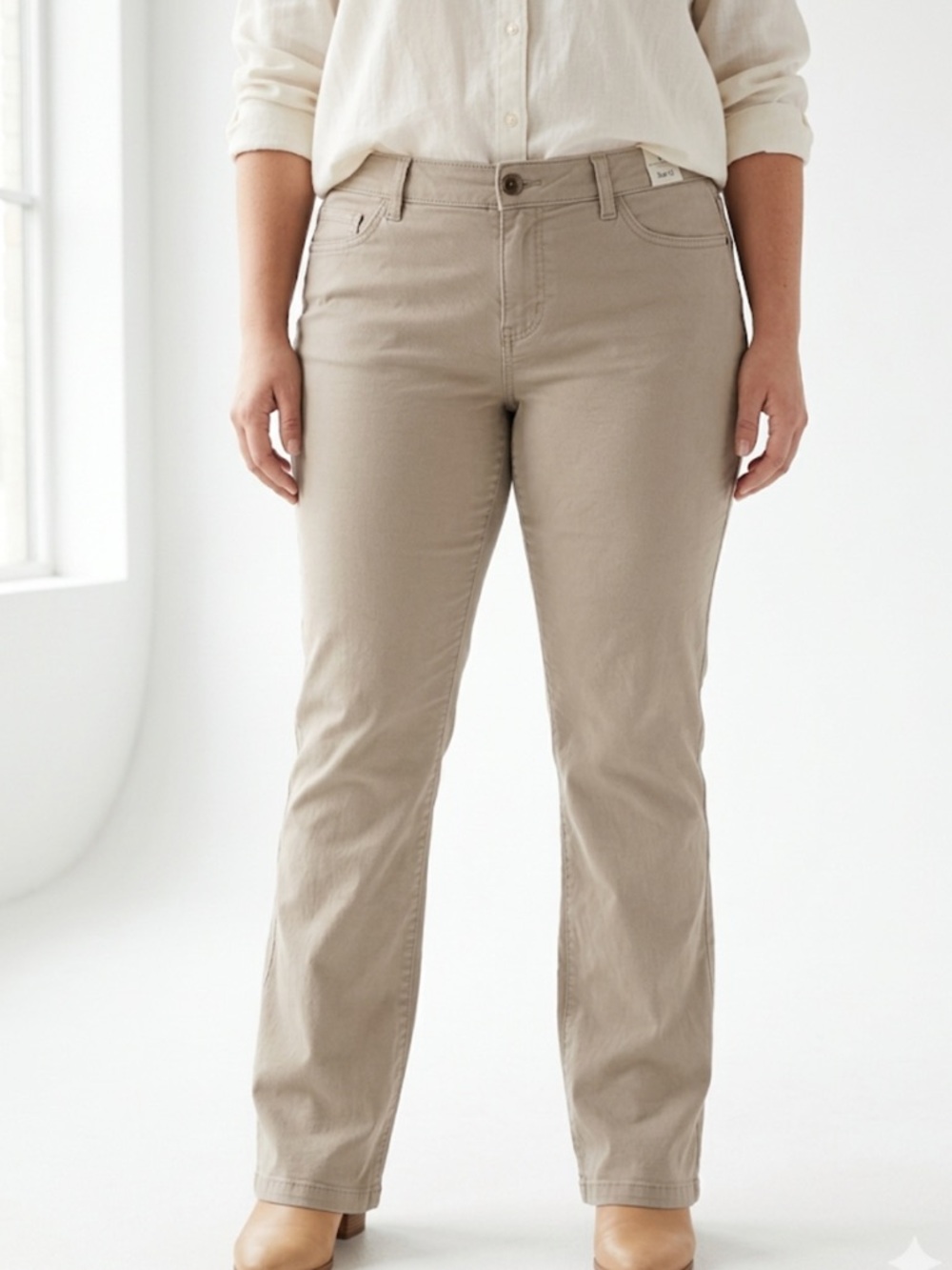 American Eagle Kick Boot Stretch Pants – Size 12 | Mid-Rise Khaki | Y2K Vibes